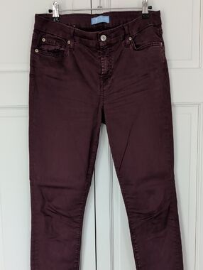 7 For All Mankind Skinny Pants in Burgundy